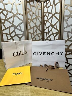 Givenchy White and Brown Luxury Shopping Bag